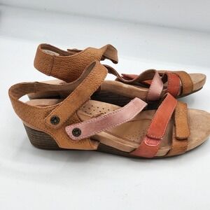 Cobb Hill Hollywood Sandals 7.5 M Leather Multi Strap Heeled Comfort Wedge Shoes